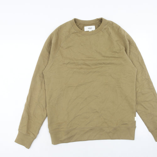 Marks and Spencer Mens Green Cotton Pullover Sweatshirt Size S