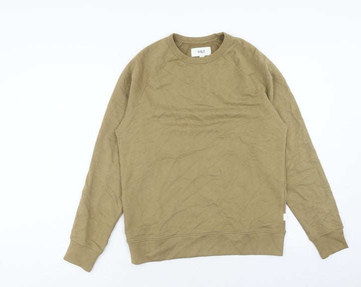 Marks and Spencer Mens Green Cotton Pullover Sweatshirt Size S