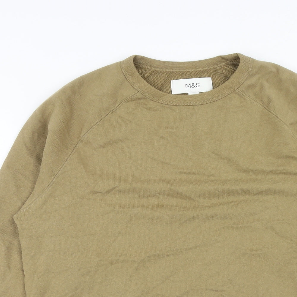 Marks and Spencer Mens Green Cotton Pullover Sweatshirt Size S