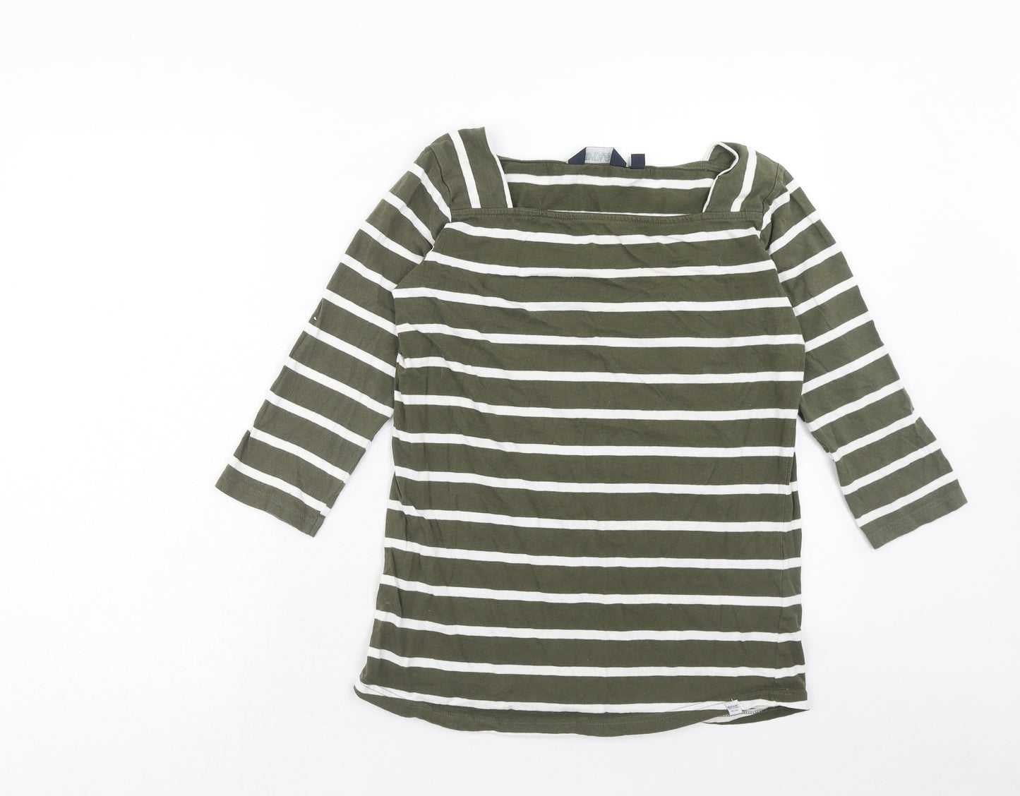 Regatta Womens Green Striped Cotton Basic T-Shirt Size 14 Square Neck
