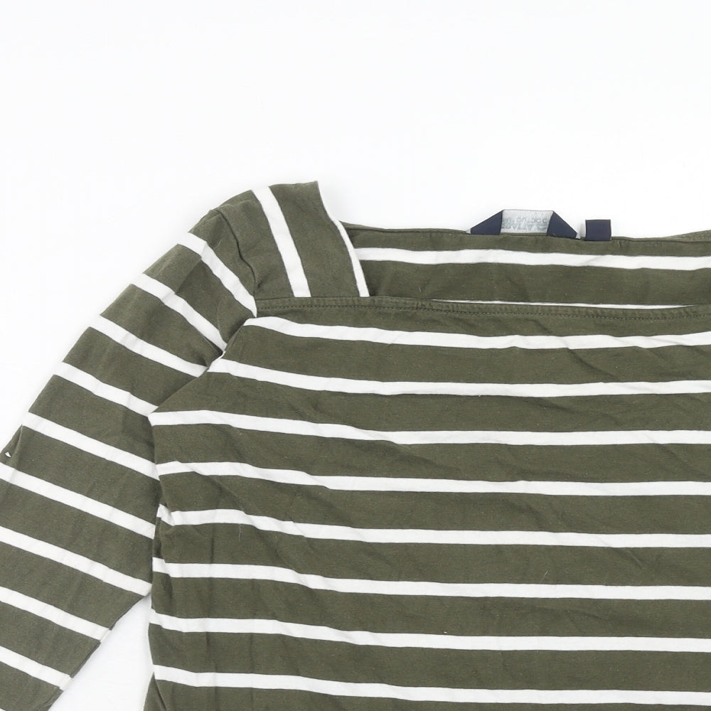 Regatta Womens Green Striped Cotton Basic T-Shirt Size 14 Square Neck