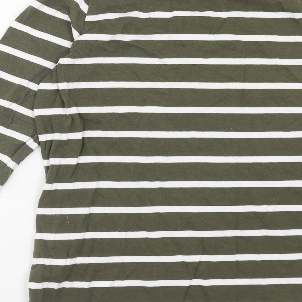 Regatta Womens Green Striped Cotton Basic T-Shirt Size 14 Square Neck