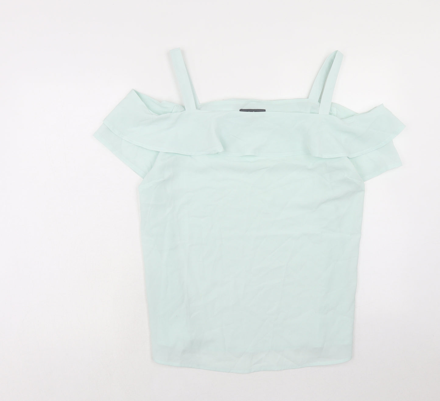 Studio Womens Green Polyester Basic Blouse Size 16 Square Neck