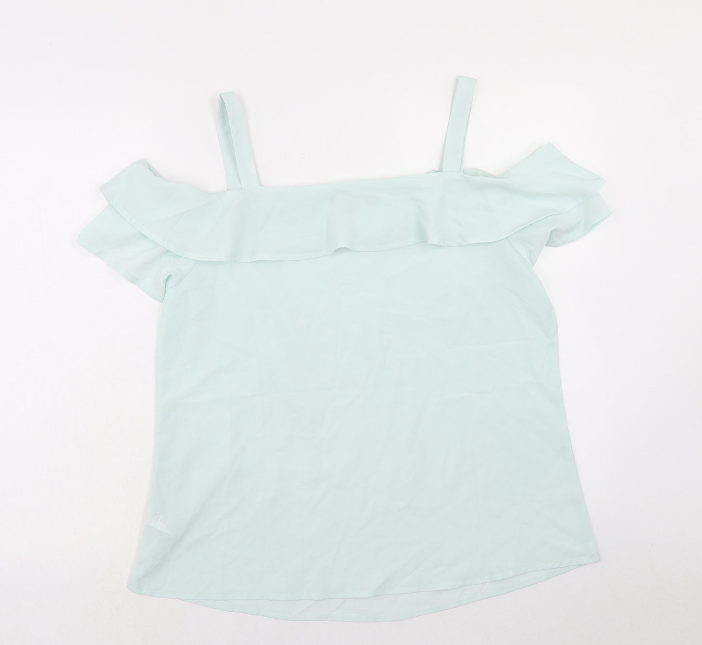 Studio Womens Green Polyester Basic Blouse Size 16 Square Neck