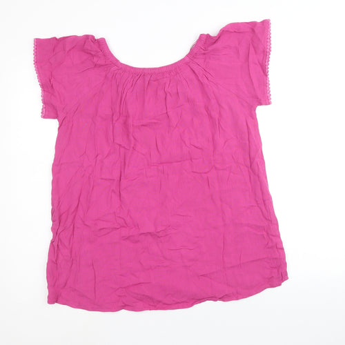 Just Elegance Womens Pink Viscose Basic Blouse Size XL Round Neck