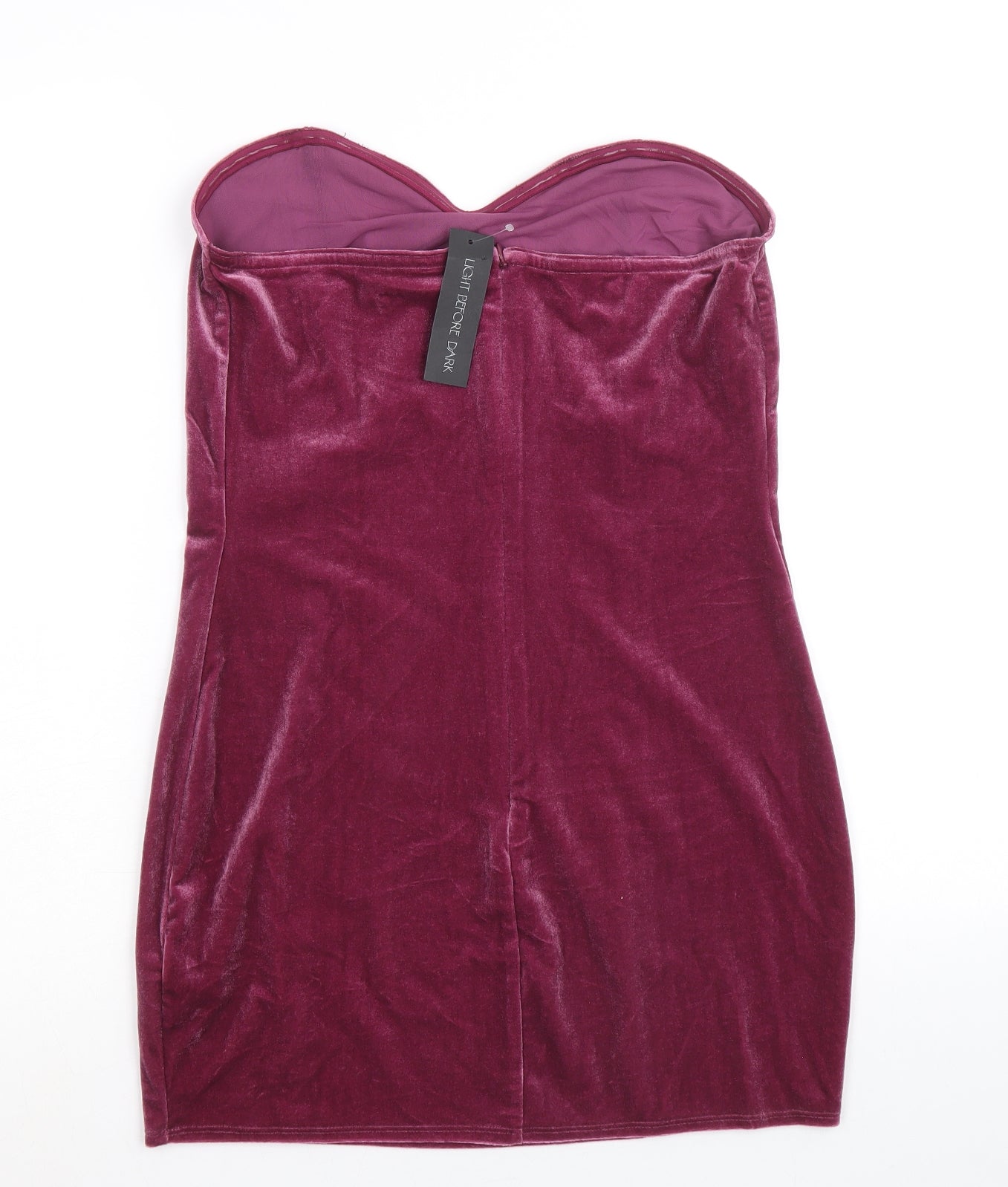 Light before Dark Womens Pink Polyester Bodycon Size L Sweetheart Zip