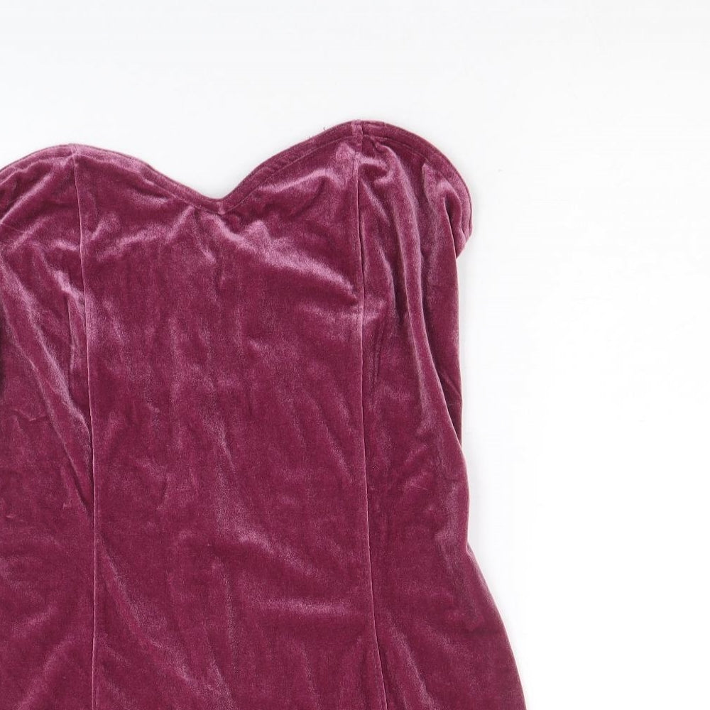 Light before Dark Womens Pink Polyester Bodycon Size L Sweetheart Zip