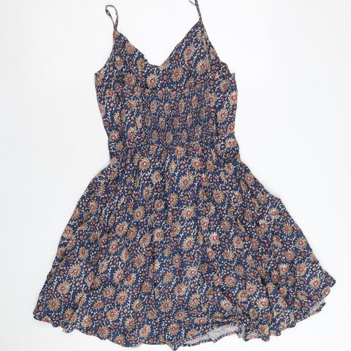 Gap Womens Multicoloured Floral Viscose Fit & Flare Size M V-Neck Pullover