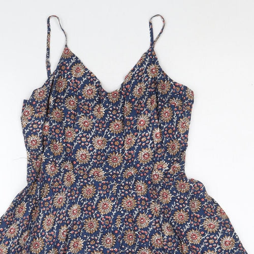 Gap Womens Multicoloured Floral Viscose Fit & Flare Size M V-Neck Pullover