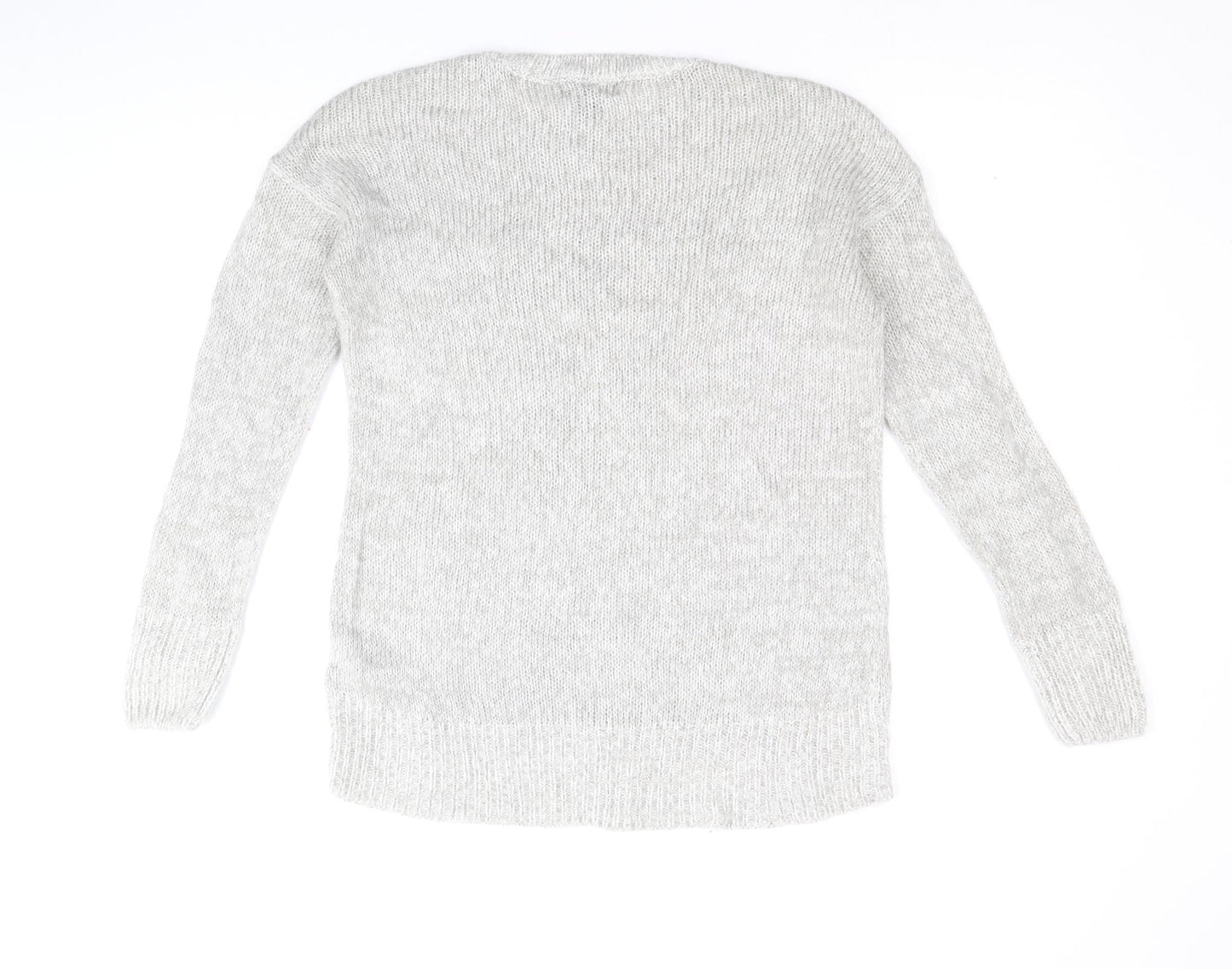 New Look Womens Grey Round Neck Acrylic Pullover Jumper Size S - Gingle Bells