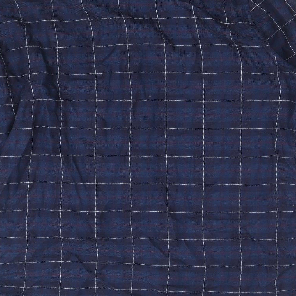 Burton Mens Blue Plaid Viscose Button-Up Size M Collared Button