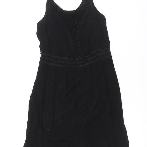 Marks and Spencer Womens Black Viscose Tank Dress Size 10 Round Neck Pullover