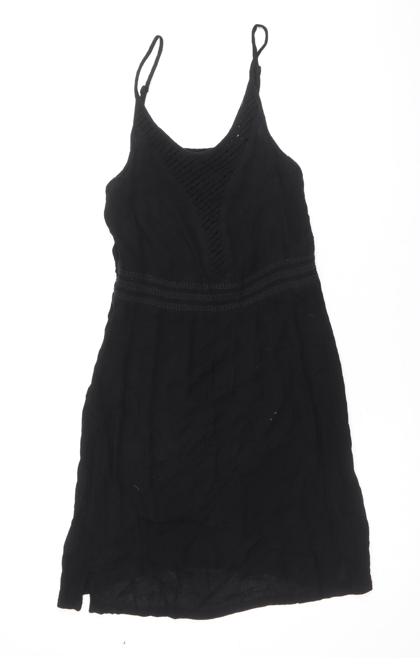 Marks and Spencer Womens Black Viscose Tank Dress Size 10 Round Neck Pullover