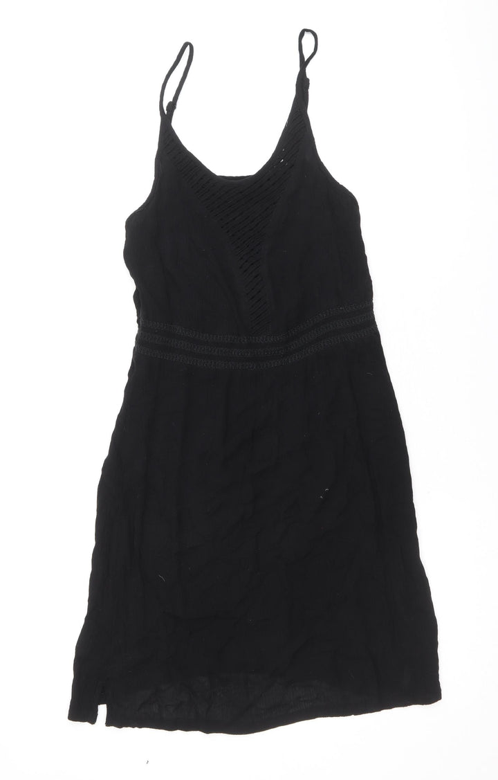 Marks and Spencer Womens Black Viscose Tank Dress Size 10 Round Neck Pullover