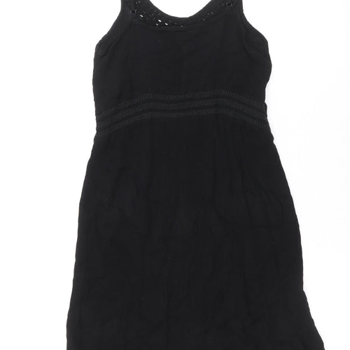 Marks and Spencer Womens Black Viscose Tank Dress Size 10 Round Neck Pullover