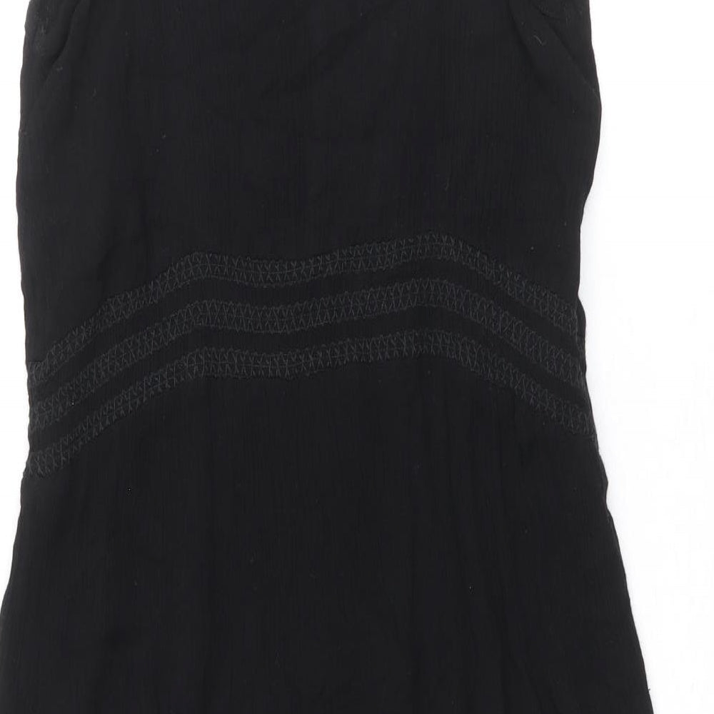 Marks and Spencer Womens Black Viscose Tank Dress Size 10 Round Neck Pullover