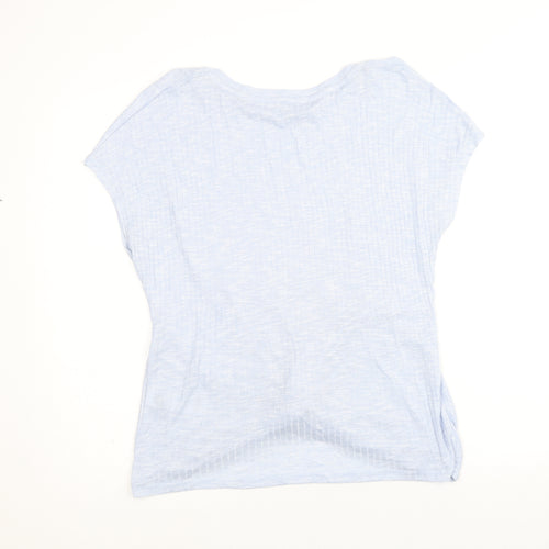 New Look Womens Blue Polyester Basic T-Shirt Size L Round Neck - Twist Detail