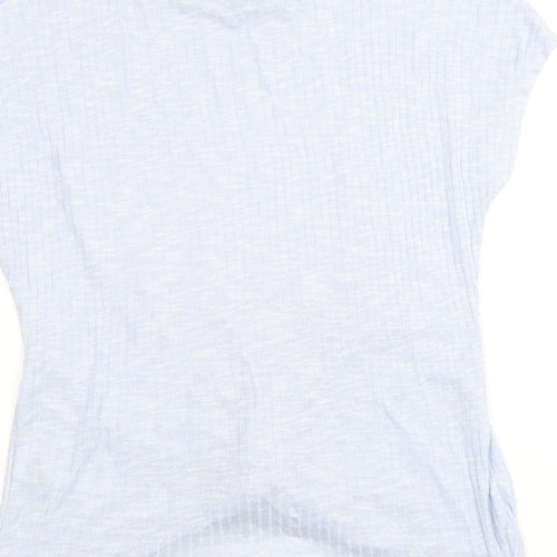 New Look Womens Blue Polyester Basic T-Shirt Size L Round Neck - Twist Detail