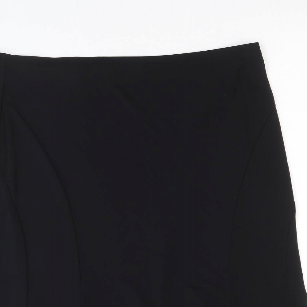 Classic Womens Black Polyester Swing Skirt Size 18