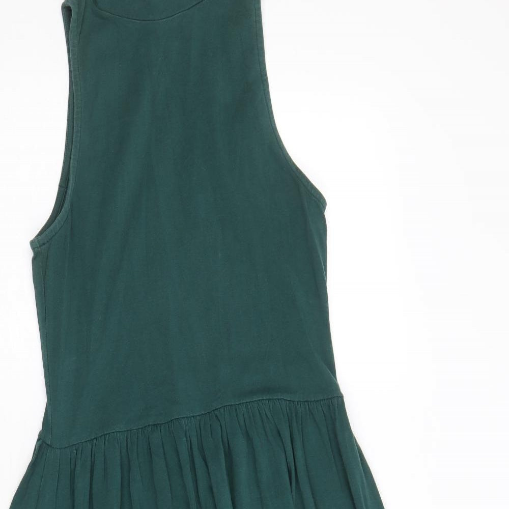 ASOS Womens Green Cotton Tank Dress Size 8 Roll Neck Pullover