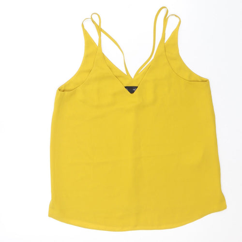 Topshop Womens Yellow Polyester Basic Tank Size 10 V-Neck