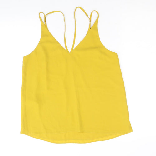 Topshop Womens Yellow Polyester Basic Tank Size 10 V-Neck