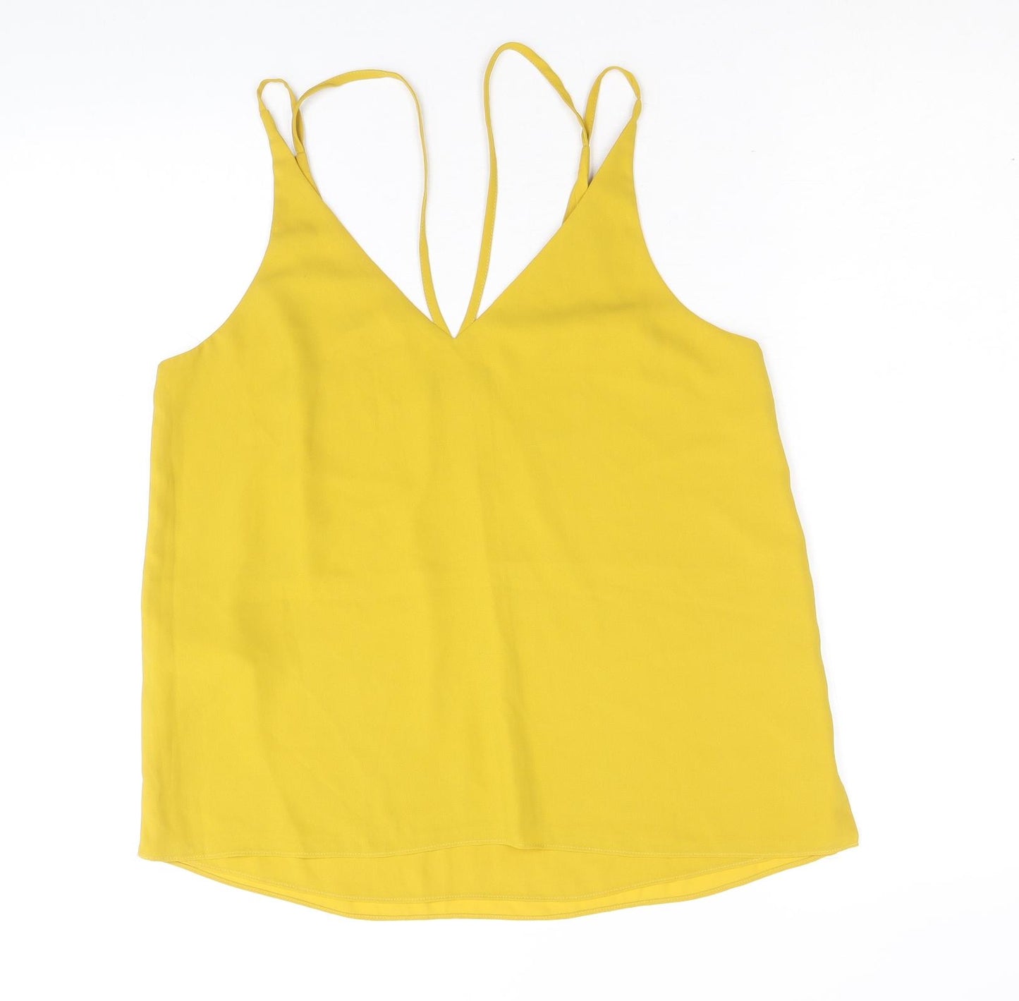 Topshop Womens Yellow Polyester Basic Tank Size 10 V-Neck