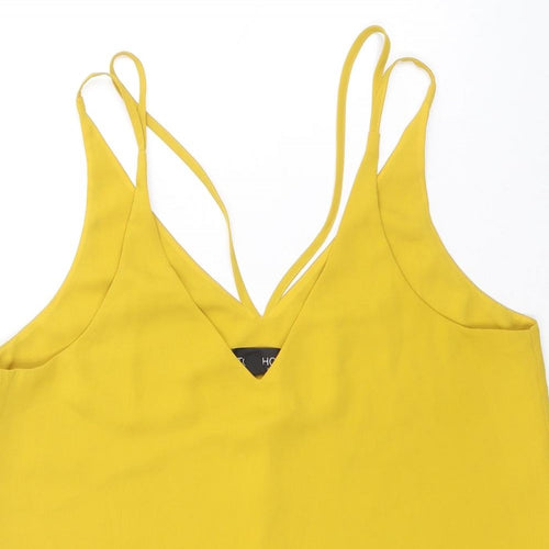 Topshop Womens Yellow Polyester Basic Tank Size 10 V-Neck