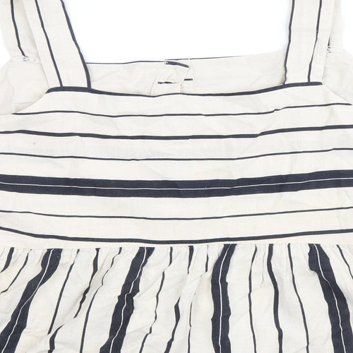 Marks and Spencer Womens Beige Striped Cotton Cropped Tank Size 20 Square Neck
