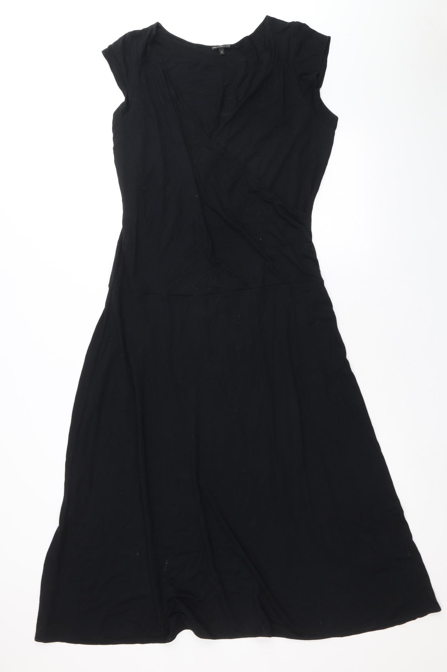 Marks and Spencer Womens Black Viscose A-Line Size 18 Round Neck Pullover