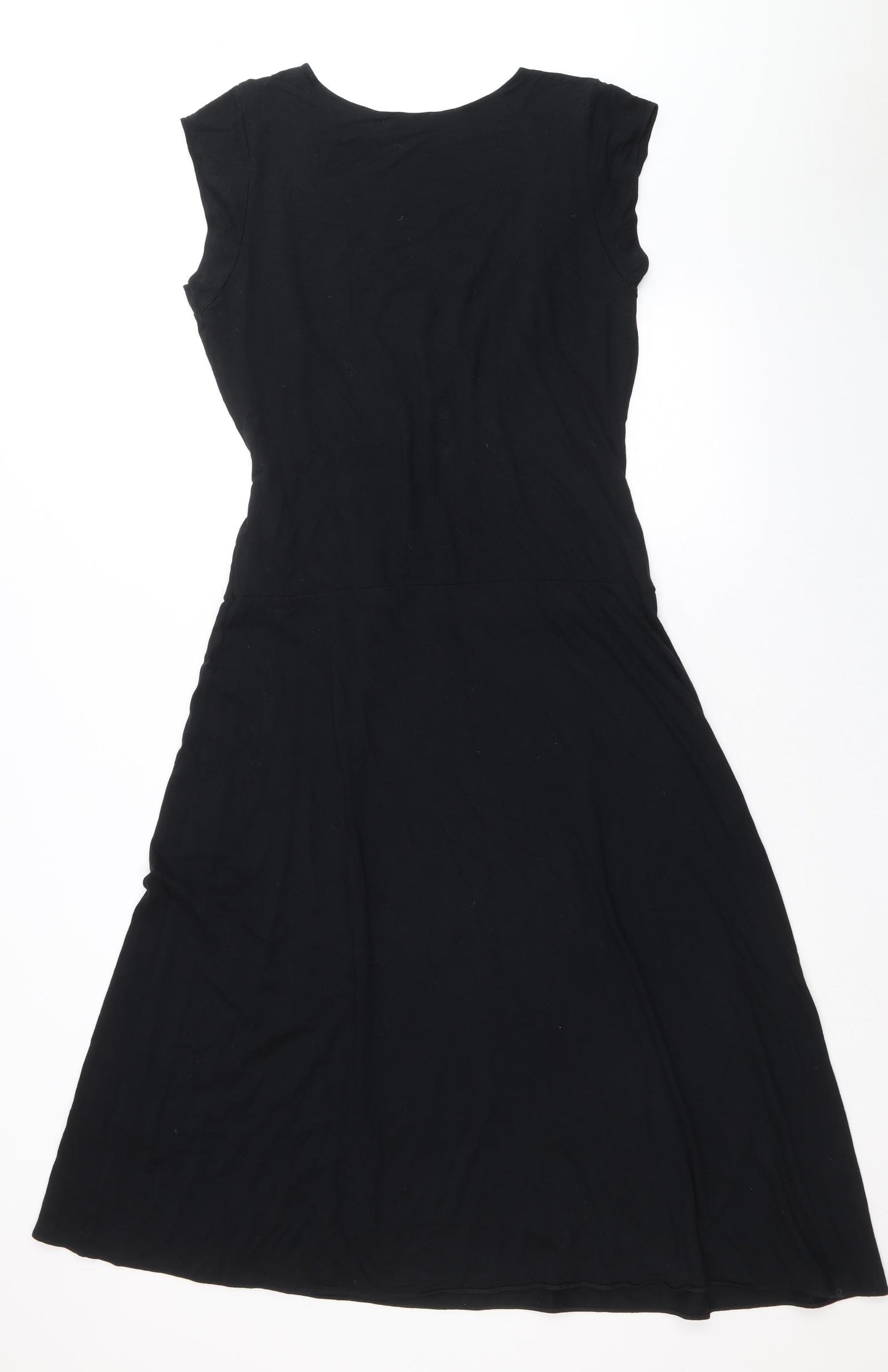 Marks and Spencer Womens Black Viscose A-Line Size 18 Round Neck Pullover