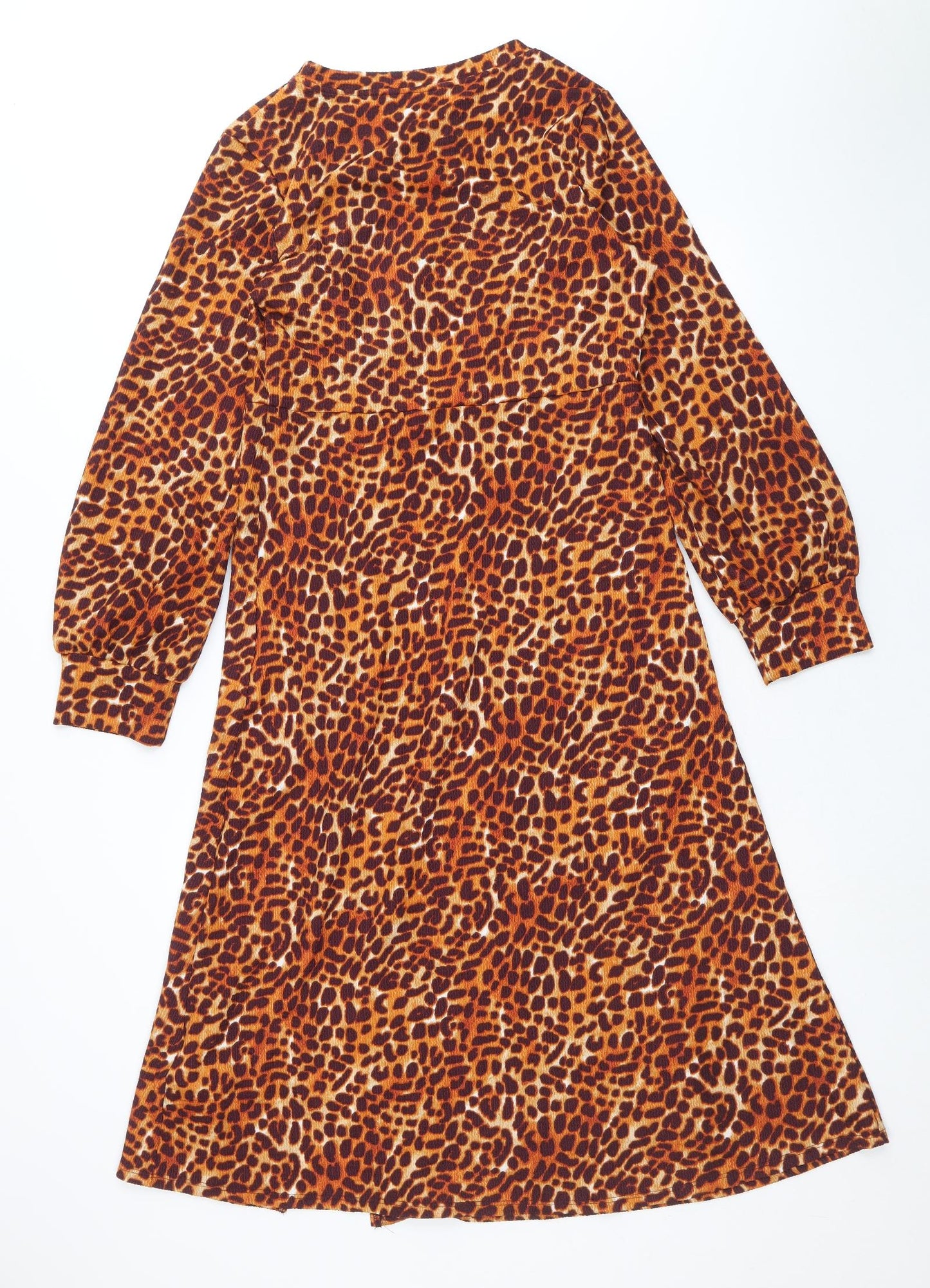 Primark Womens Brown Animal Print Polyester A-Line Size S Round Neck Pullover - Leopard Print