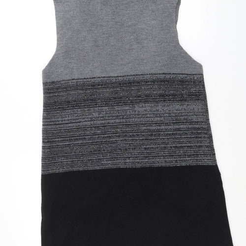 CocoGio Womens Black V-Neck Geometric Acrylic Cardigan Jumper Size 12
