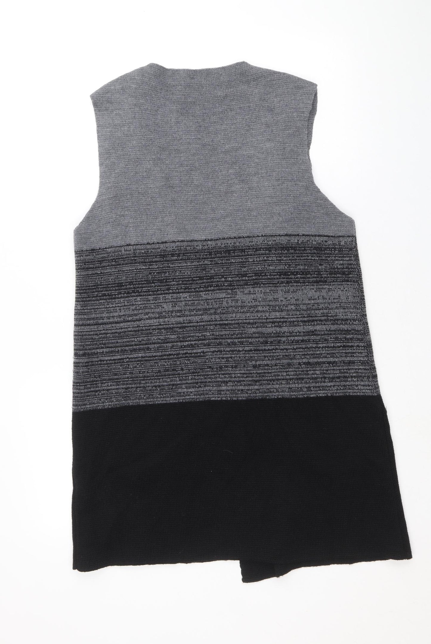 CocoGio Womens Black V-Neck Geometric Acrylic Cardigan Jumper Size 12
