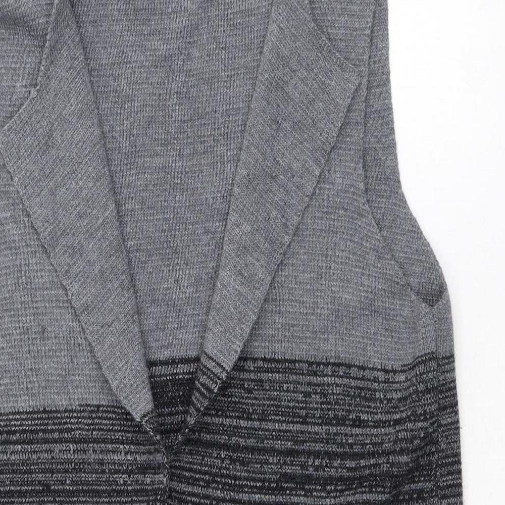 CocoGio Womens Black V-Neck Geometric Acrylic Cardigan Jumper Size 12