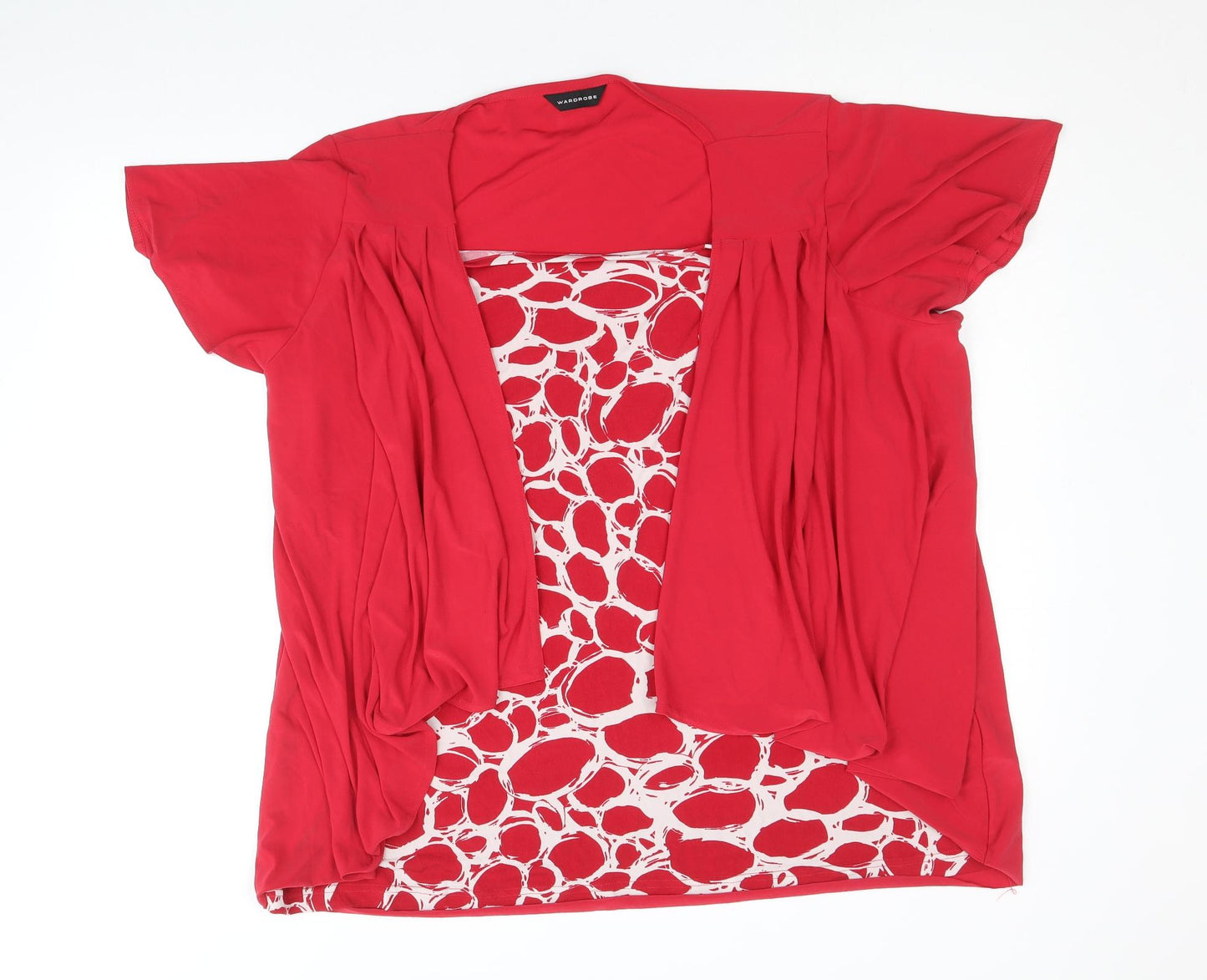 Wardrobe Womens Red Geometric Polyester Basic Blouse Size 24 Round Neck - Twin Set
