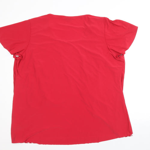 Wardrobe Womens Red Geometric Polyester Basic Blouse Size 24 Round Neck - Twin Set