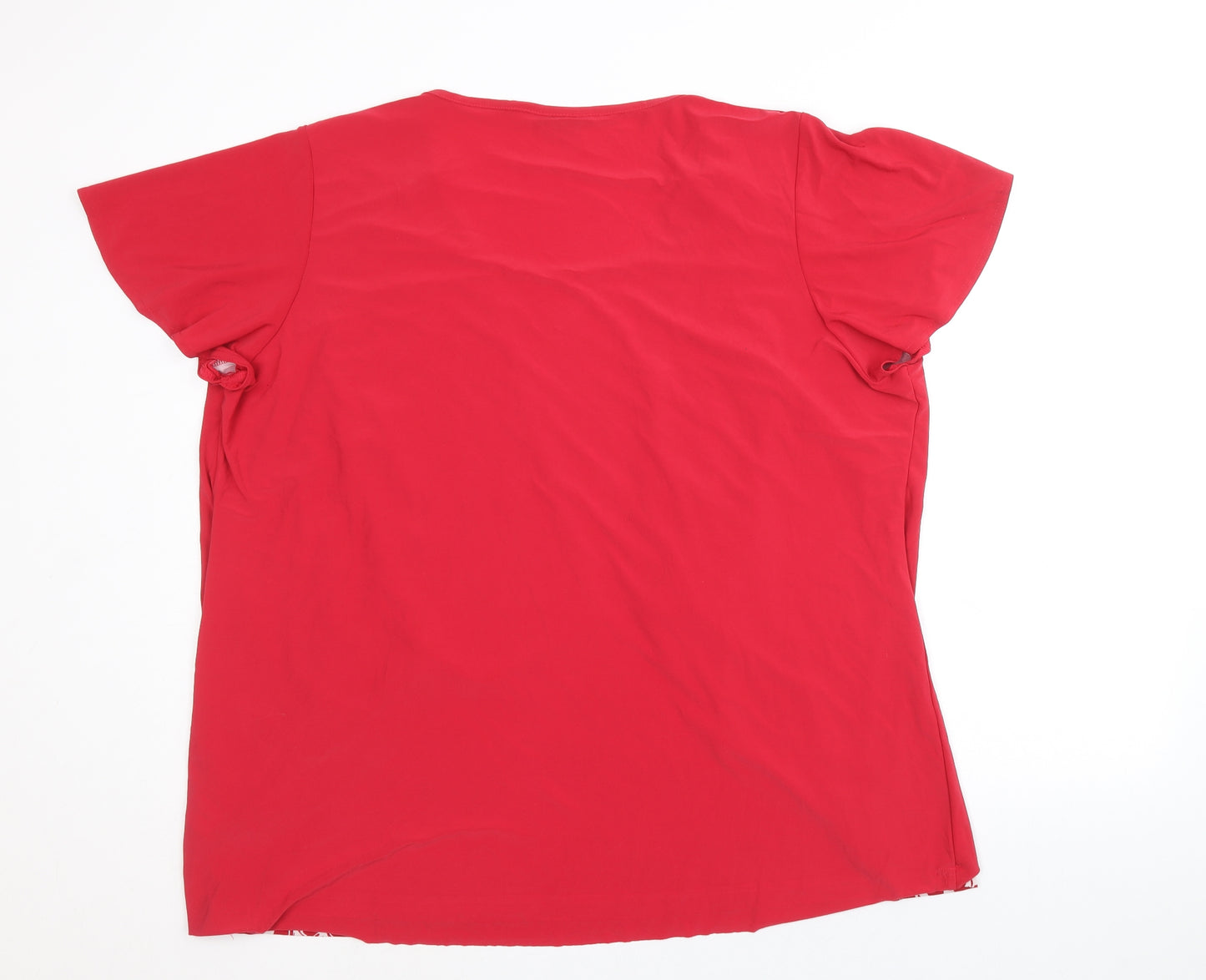 Wardrobe Womens Red Geometric Polyester Basic Blouse Size 24 Round Neck - Twin Set