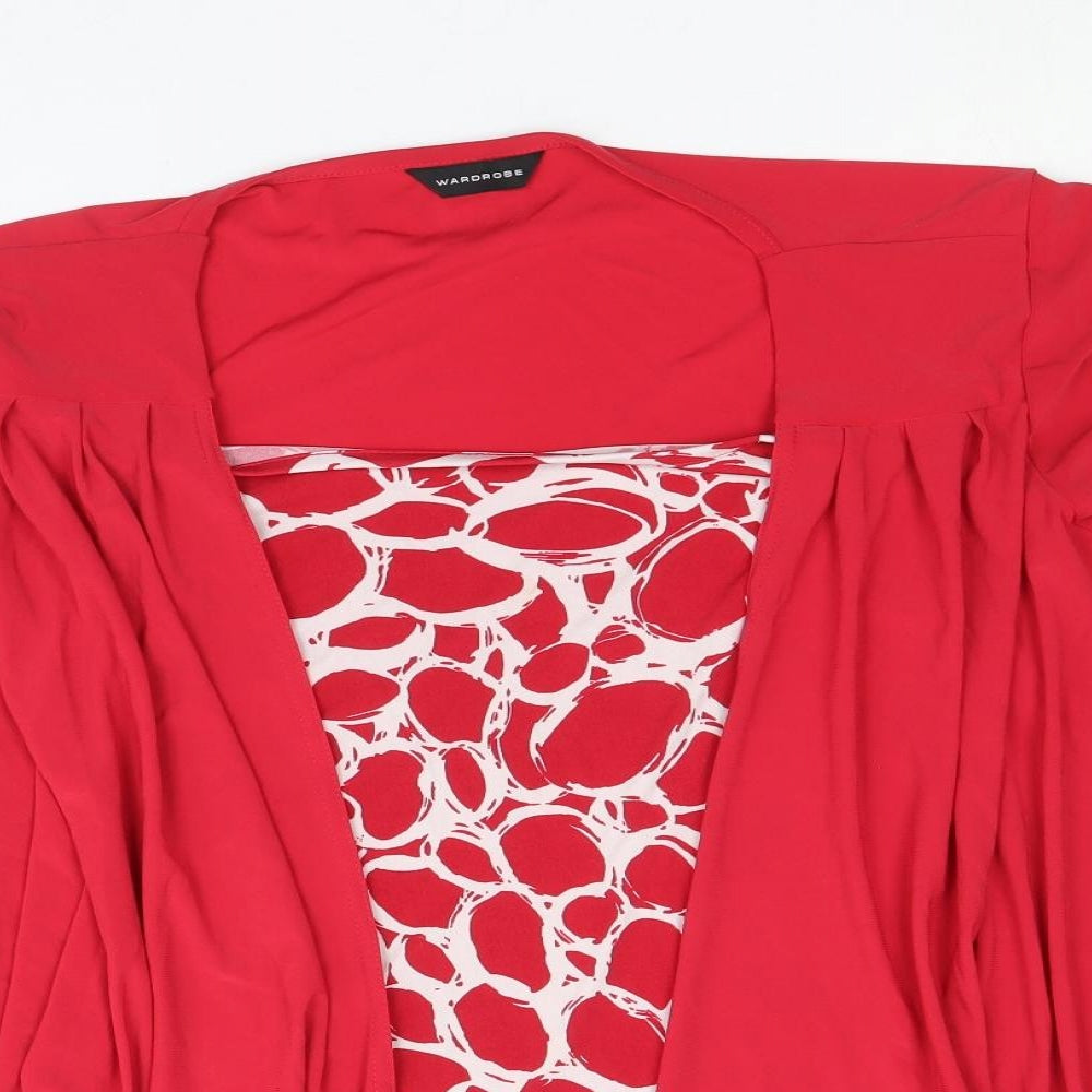 Wardrobe Womens Red Geometric Polyester Basic Blouse Size 24 Round Neck - Twin Set