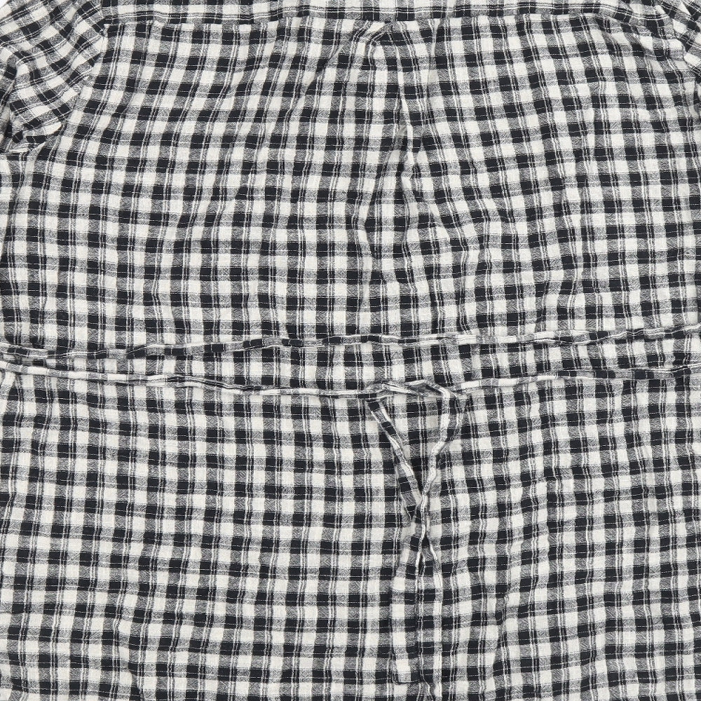 Nutmeg Womens Black Plaid 100% Cotton Shirt Dress Size 16 Collared Button