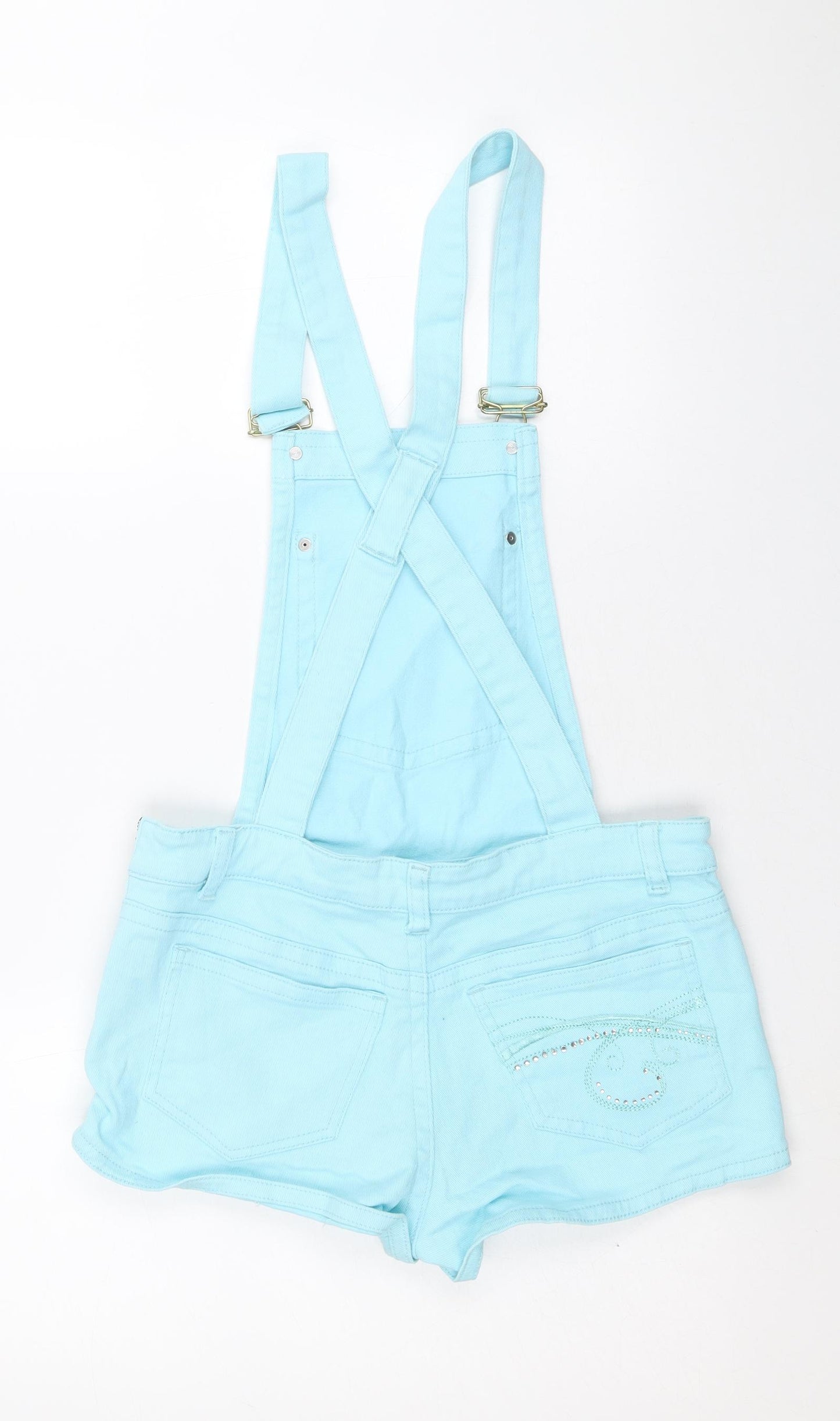 E-vie Womens Blue Cotton Dungaree One-Piece Size 10 Zip