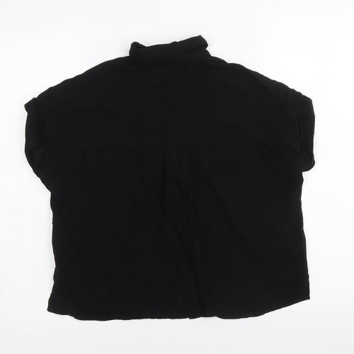 New Look Womens Black Viscose Basic Button-Up Size 8 Collared
