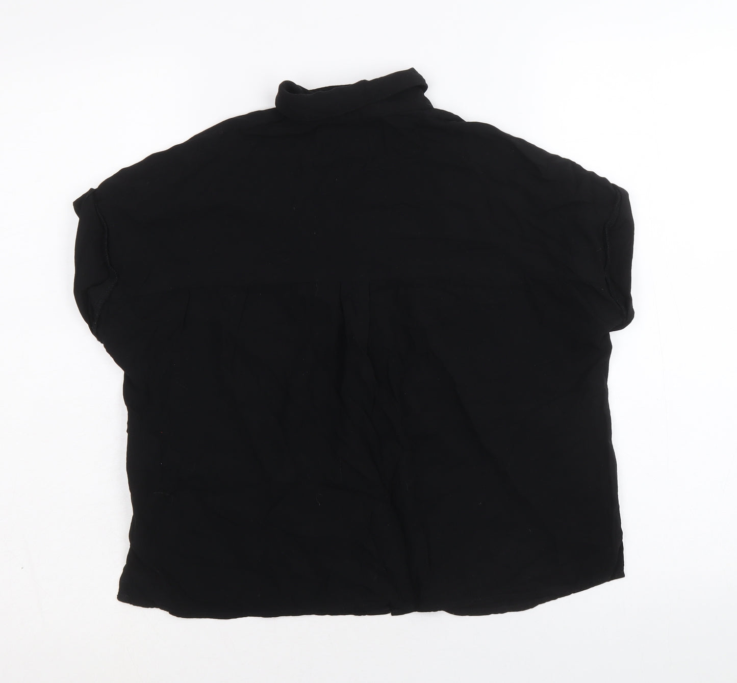 New Look Womens Black Viscose Basic Button-Up Size 8 Collared