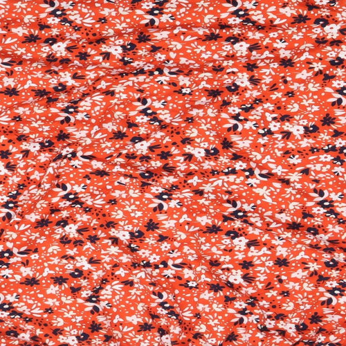 Julipa Womens Red Floral Polyester Basic Blouse Size 16 V-Neck - Elastic Hem