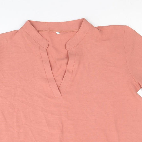 Preworn Womens Pink Polyester Basic Blouse Size XL V-Neck