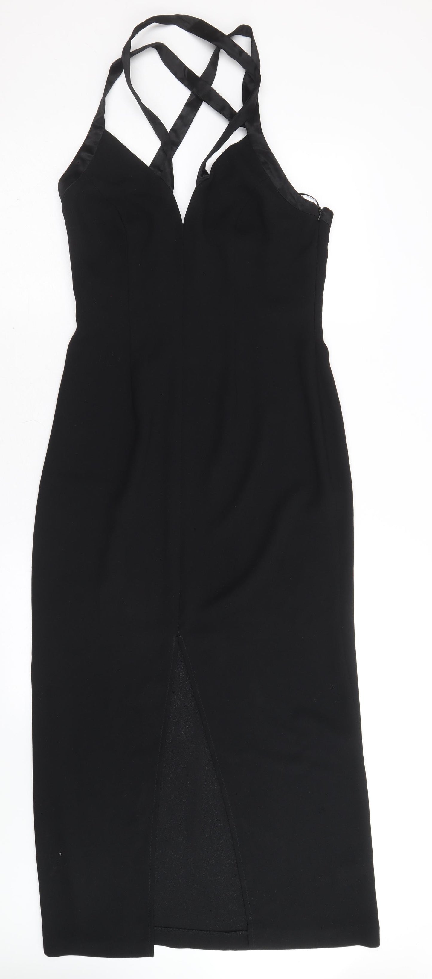Louisa Calvino Womens Black Polyester Maxi Size 10 V-Neck Zip