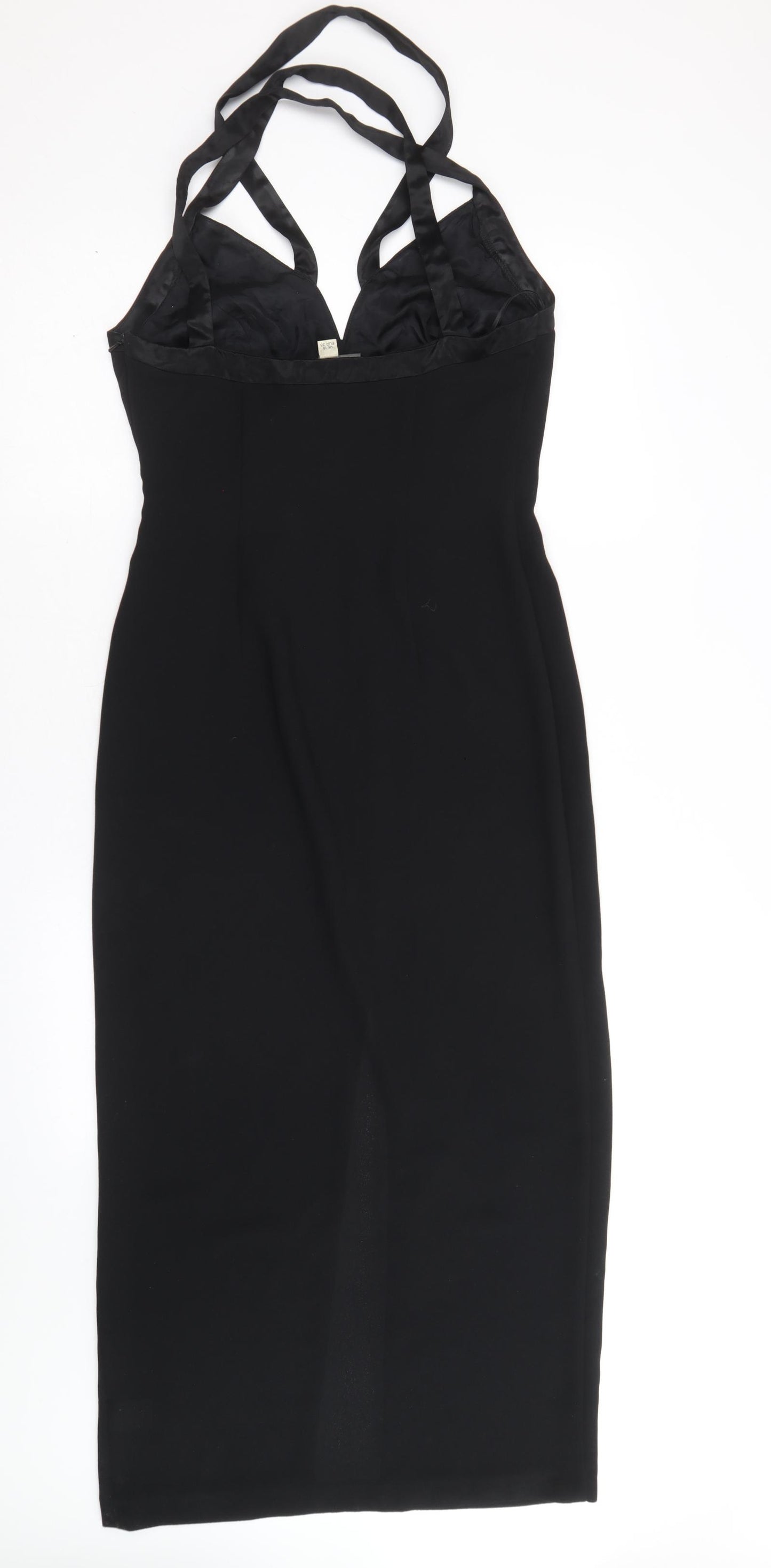 Louisa Calvino Womens Black Polyester Maxi Size 10 V-Neck Zip