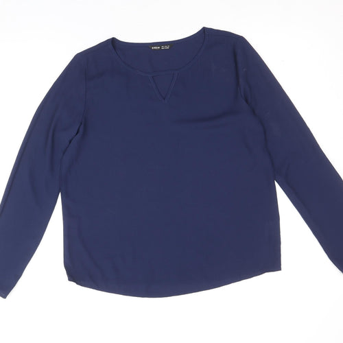 SheIn Womens Blue Polyester Basic T-Shirt Size S Scoop Neck