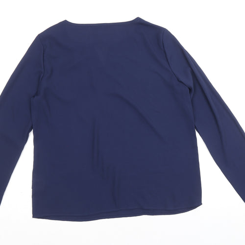 SheIn Womens Blue Polyester Basic T-Shirt Size S Scoop Neck