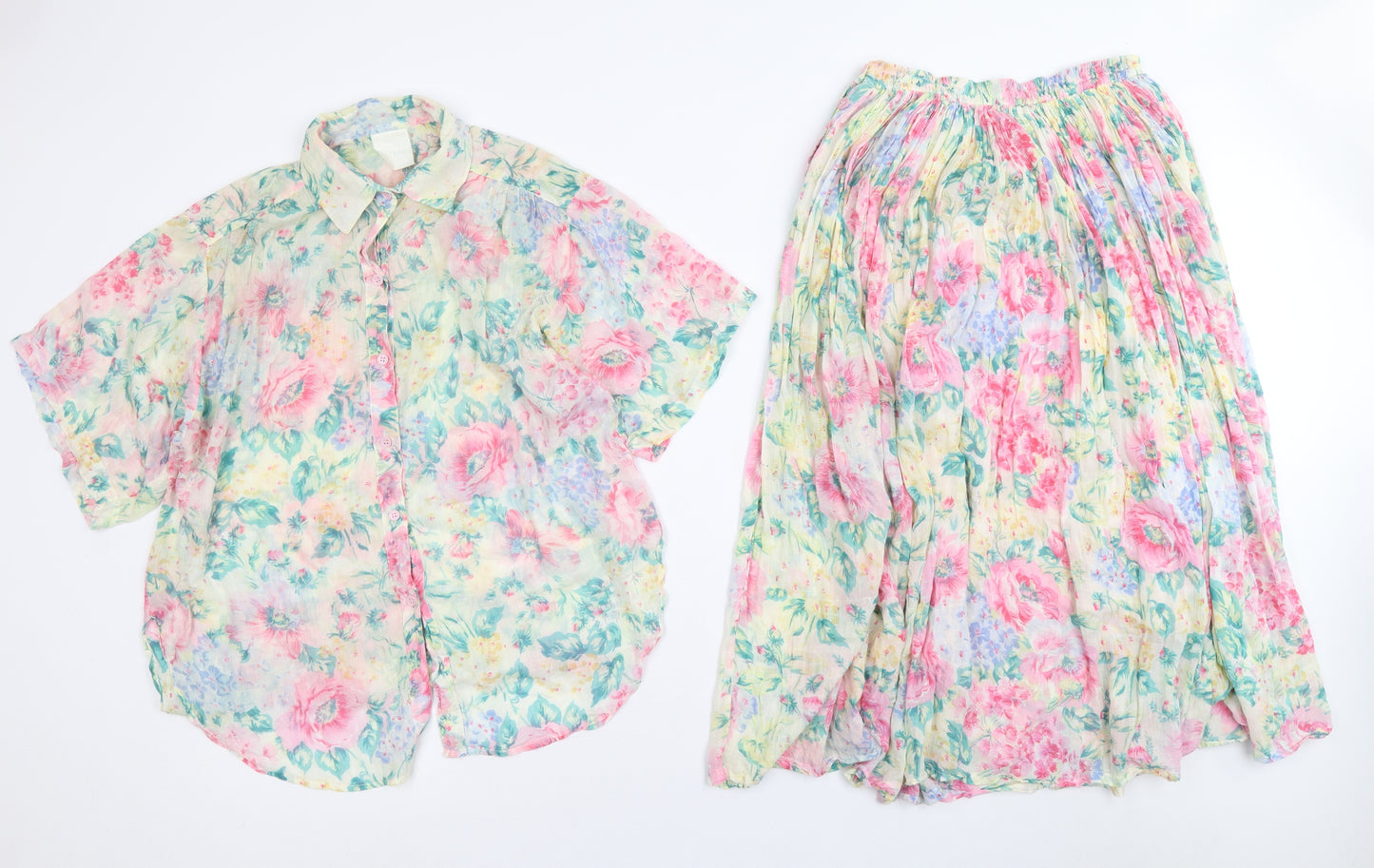 Dorothy Perkins Womens Multicoloured Floral Cotton Pleated Set Size 14 Button